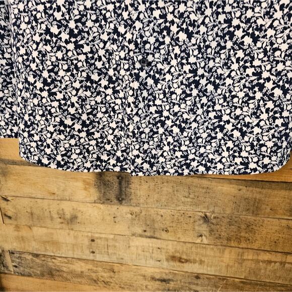 Tom Baine men's slim fit blue & white floral print button up shirt size L - Picture 7 of 13